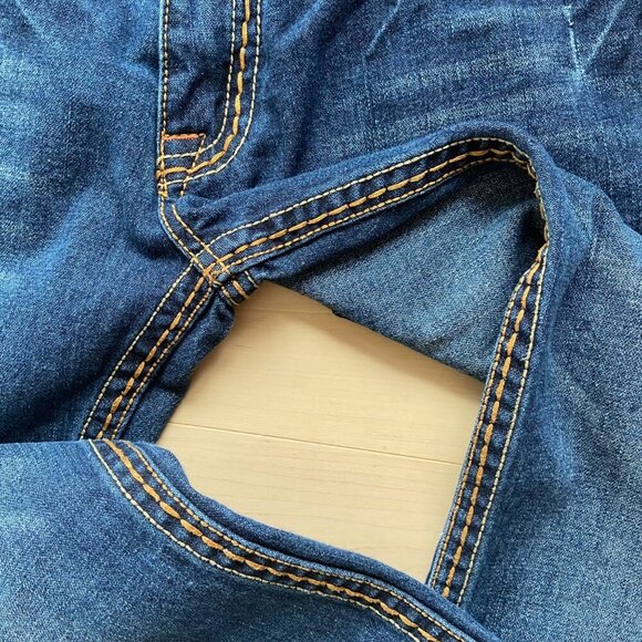 True Religion Mens Rainbow Joey blue Jeans 36 Contrasting Stitching Flap Pockets - Picture 7 of 13